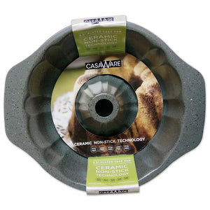 casaWare Fluted Cake Pan 9.5-inch (12-Cup) Ceramic Coated NonStick (Silver Granite) - LaPrima Shops ®
