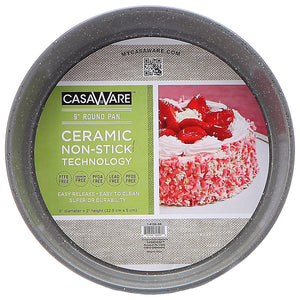 casaWare Ceramic Coated NonStick 9-Inch Round Pan (Silver Granite) - LaPrima Shops ®