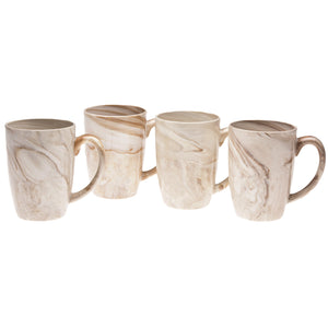 Culver 16-Ounce Palermo Ceramic Mug Set of 4 (Brown Marble) - LaPrima Shops ®
