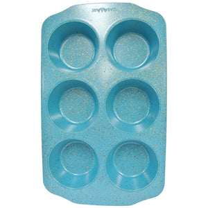 CasaWare Jumbo Muffin Pan 6 Cup Ceramic Coated Non-Stick (Blue Granite) - LaPrima Shops ®