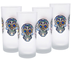 Win a Set of 4 Culver Sugar Skull Decorated Frosted Deluxe Cooler/Tumbler Glasses, 15-Ounce, a $39.99 value!