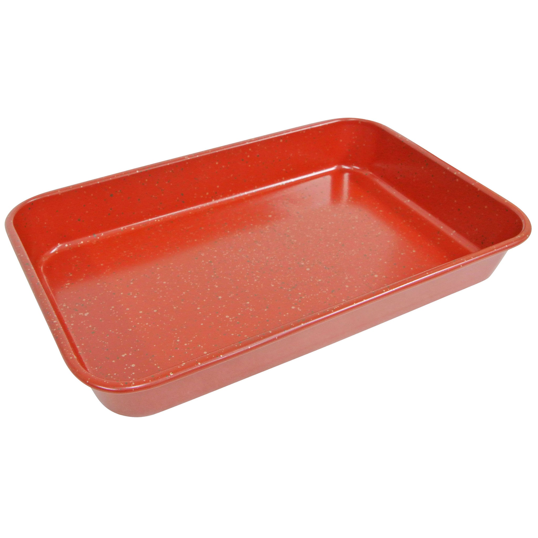 NEW COOK'S ESSENTIALS RED NONSTICK GLASS BAKING PAN 15-1/2 x 9-1