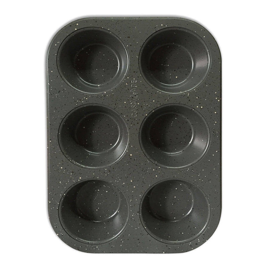 casaWare Toaster Oven 6 Cup Muffin Pan NonStick Ceramic Coated (Silver Granite) - LaPrima Shops ®