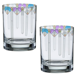 Frank Lloyd Wright April Showers DOF Double Old Fashioned Glass 14-Ounce Set of 2 - LaPrima Shops ®