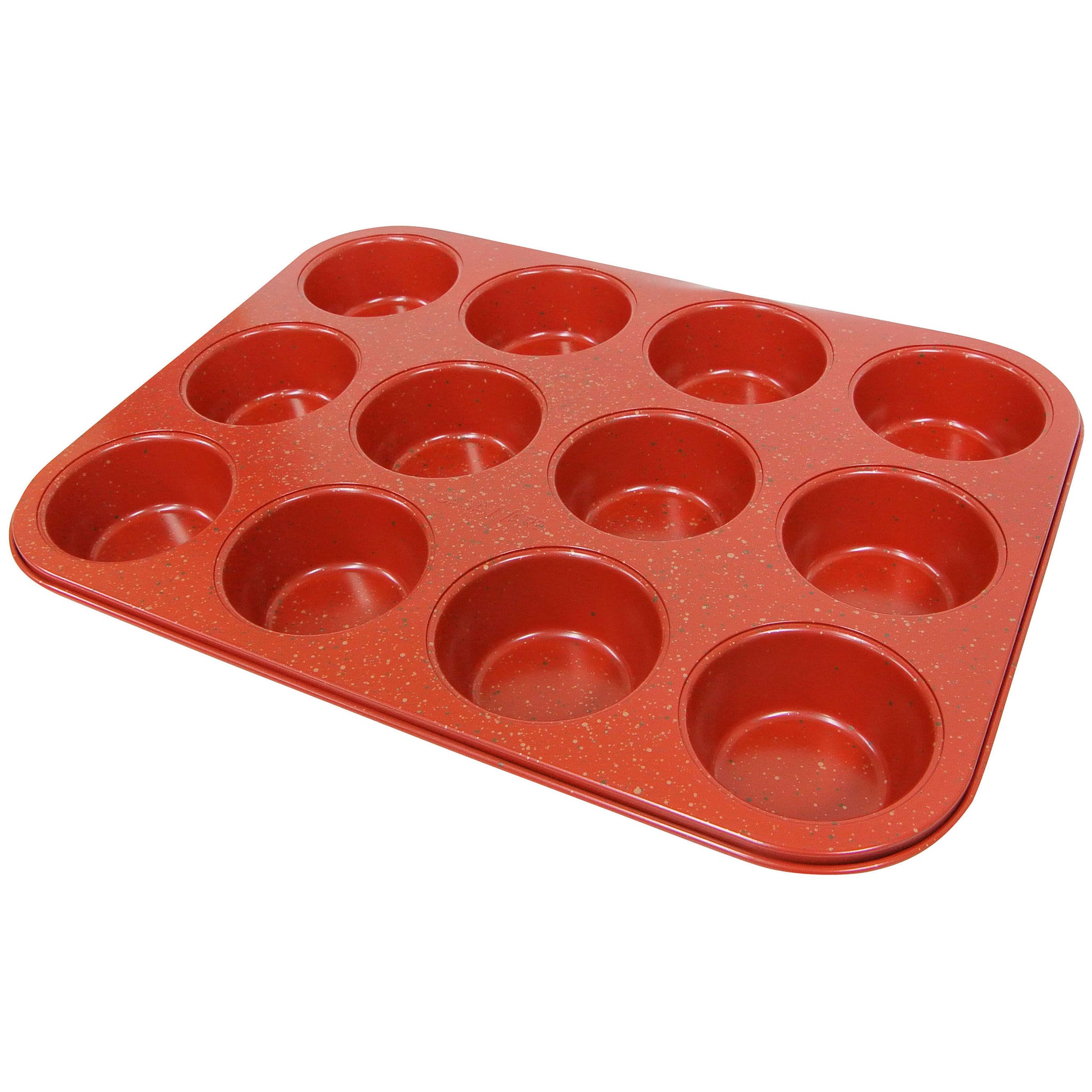 casaWare Ceramic Coated NonStick 12 Cup Muffin Pan (Red Granite