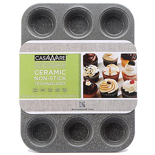 CasaWare Jumbo Muffin Pan 6 Cup Ceramic Coated Non-Stick (Blue Granite -  LaPrima Shops®