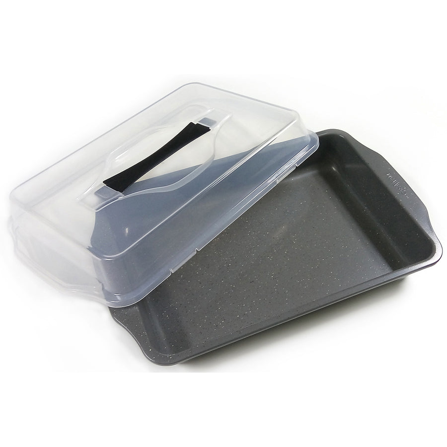 CasaWare Covered Cake Pan 9 x 13-inch (Silver Granite) - LaPrima Shops ®