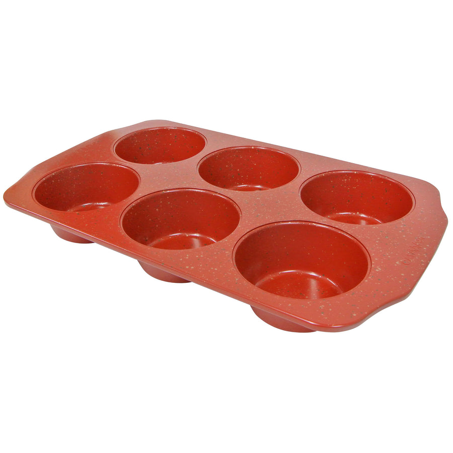 CasaWare Jumbo Muffin Pan 6 Cup Ceramic Coated Non-Stick (Red Granite) - LaPrima Shops ®