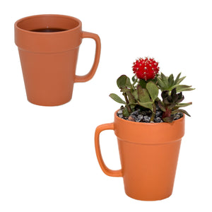 Culver 14-ounce Flower Pot Ceramic Mug, Set of 2 (Terra Cotta Color) - LaPrima Shops ®