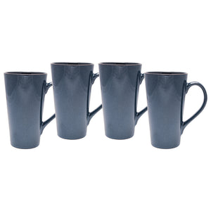 Culver Serenity Cafe Grande Ceramic Mug, 16-Ounce, Blue, Set of 4 - LaPrima Shops ®