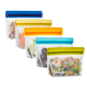 (re)zip Stand-Up 1-Cup/8-ounce Leakproof Reusable Storage Bag 5-Pack (Multi-Color) - LaPrima Shops ®