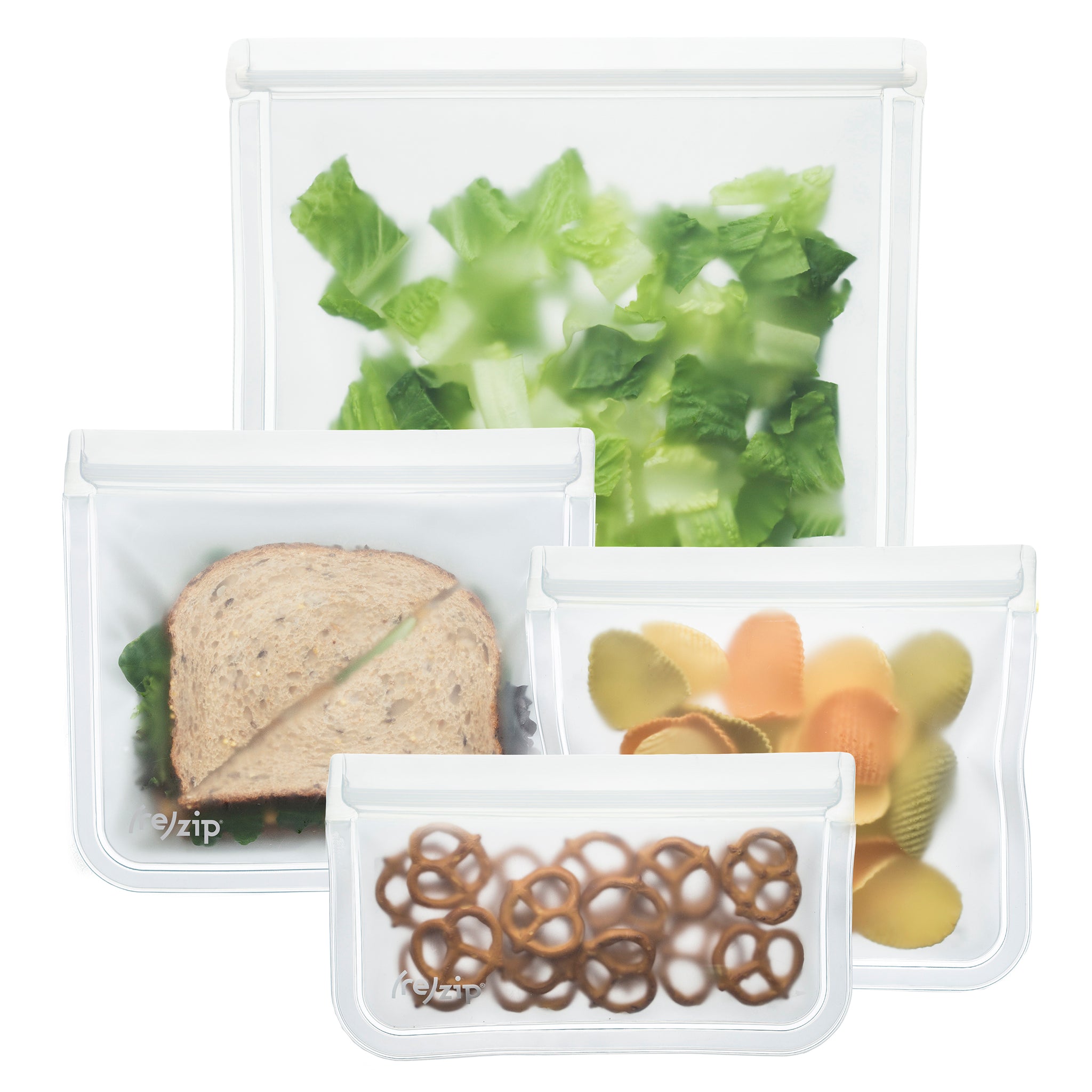 (re)zip Reusable Leak-proof Food Storage Stand-Up Bag Kit - Snack, 2-Cup,  Quart - Clear - 3pc