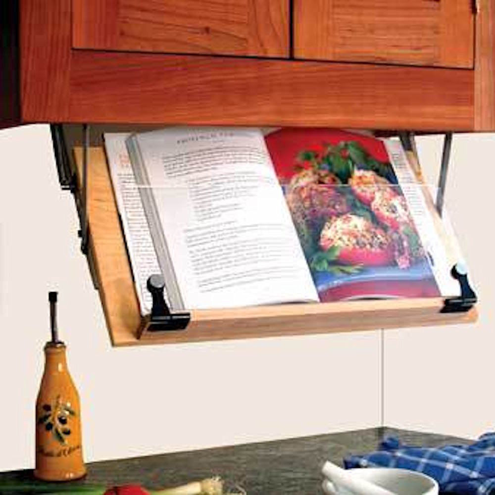 Under Cabinet Mounted Cookbook Holder - Wood - Made in the USA