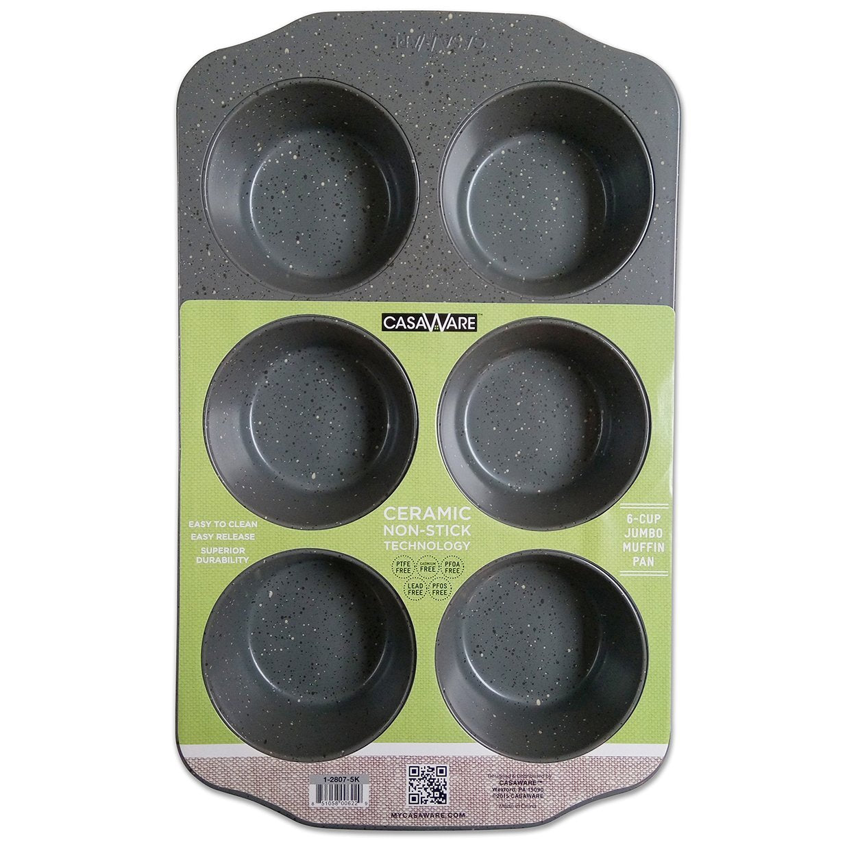 CasaWare Jumbo Muffin Pan 6 Cup Ceramic Coated Non-Stick (Silver Grani -  LaPrima Shops®