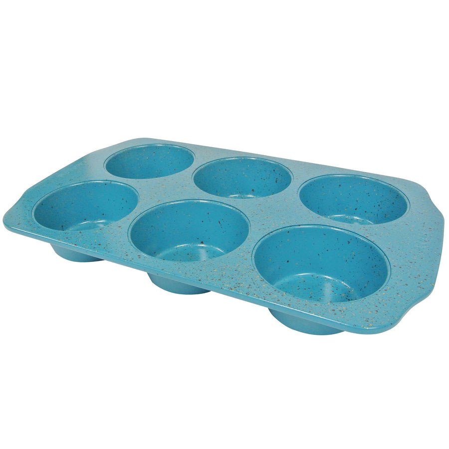 CasaWare Jumbo Muffin Pan 6 Cup Ceramic Coated Non-Stick (Blue Granite) - LaPrima Shops ®