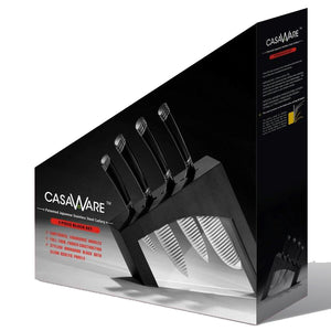 Casaware 5pc Cutlery Block Set (All Purpose, Chef, Serrated Utility, Paring, Cutlery Block) (Black) - LaPrima Shops ®