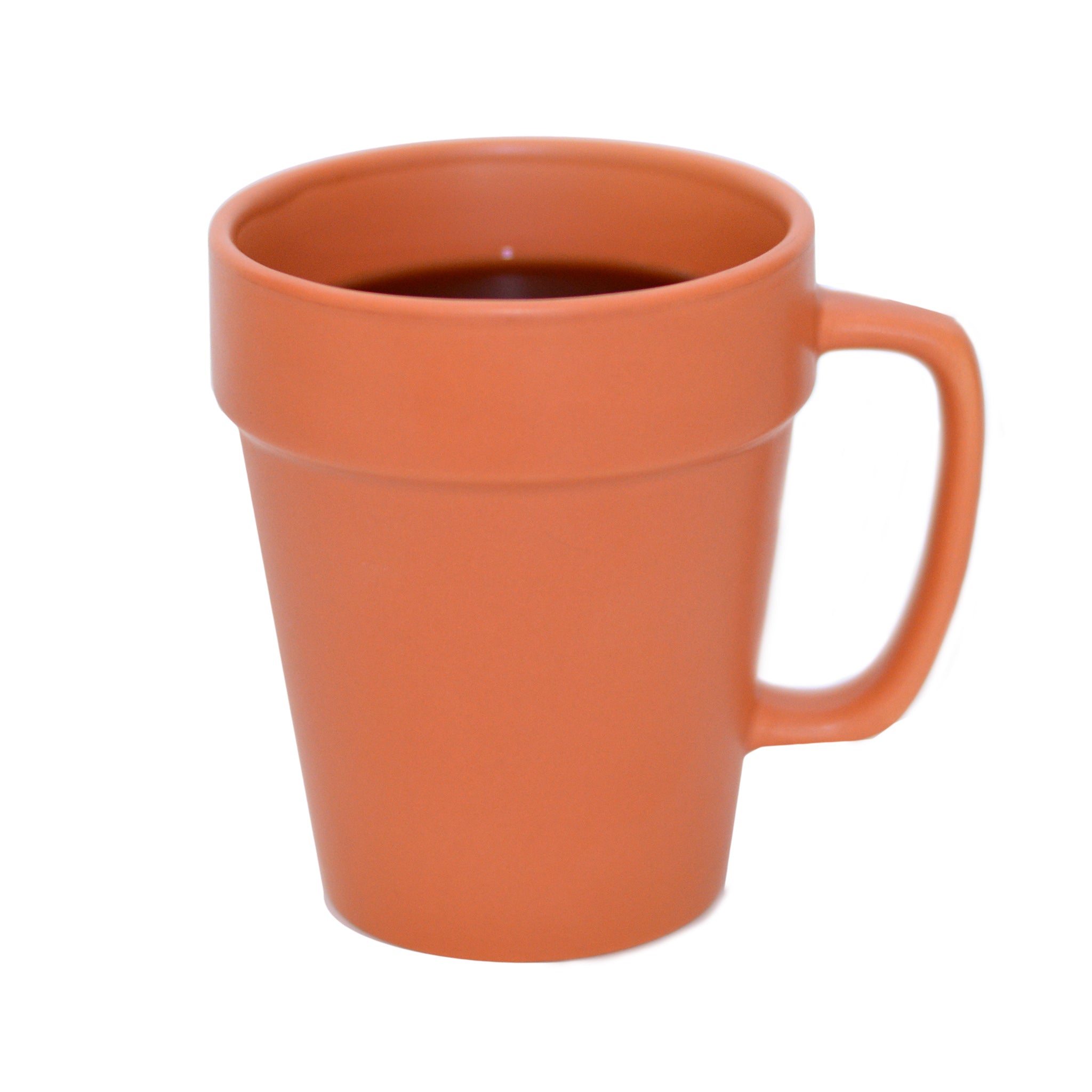 plant pot coffee mug Culver 14-ounce Flower Pot Ceramic Mug, Set of 2 (Terra Cotta Color)