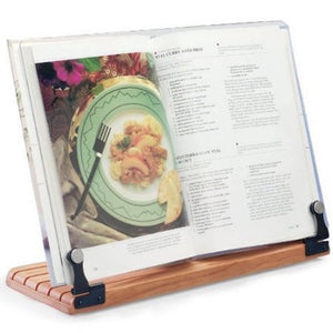 Deluxe Large Cookbook Holder - Acrylic Shield With Cherry Wood Base - Made in the USA - LaPrima Shops ®