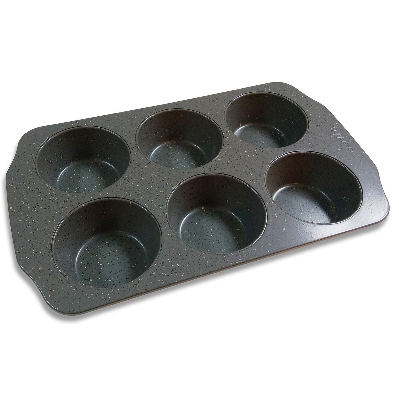 CasaWare Jumbo Muffin Pan 6 Cup Ceramic Coated Non-Stick (Silver