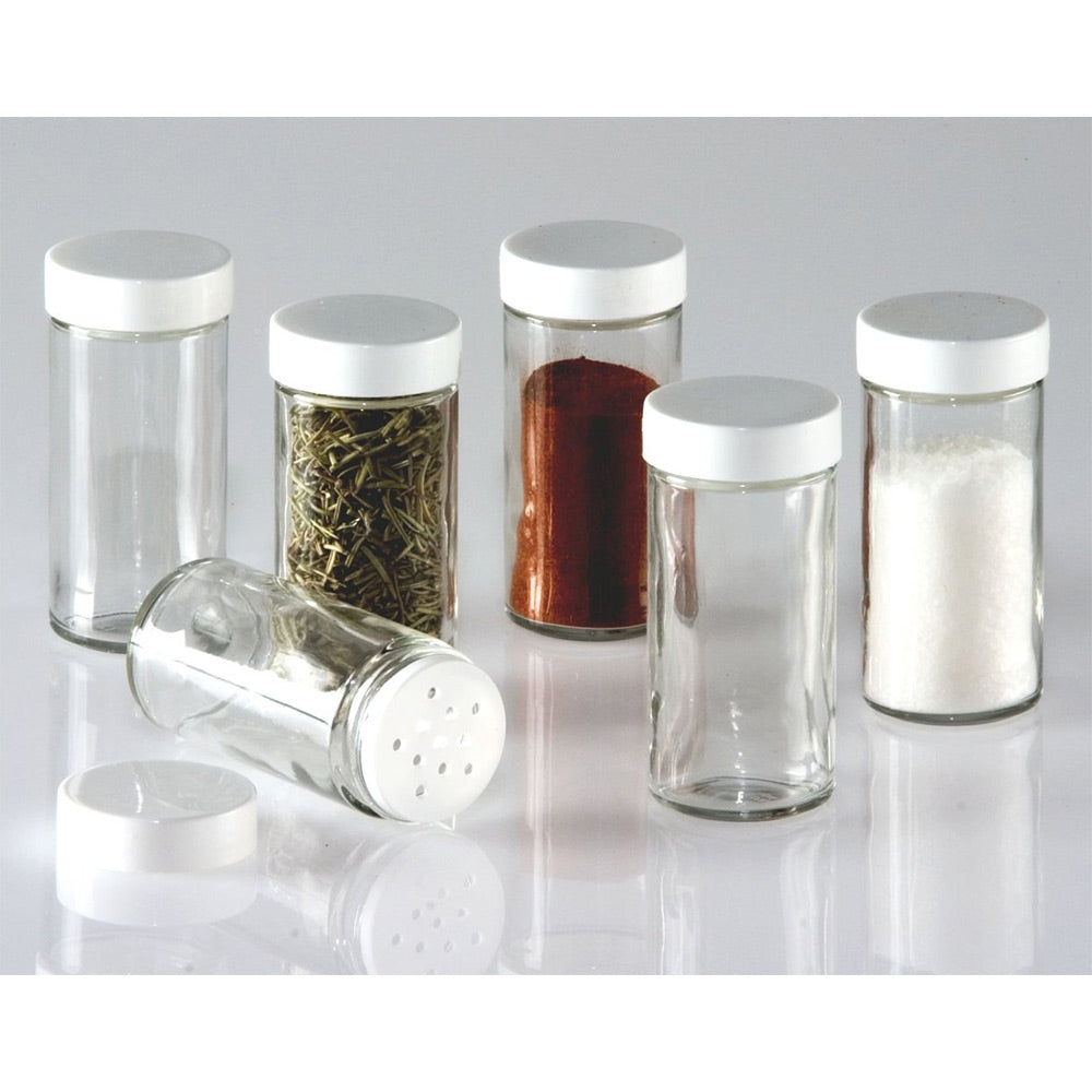CS Household Glass Spice Jars- Set of Six Glass Spice Bottles